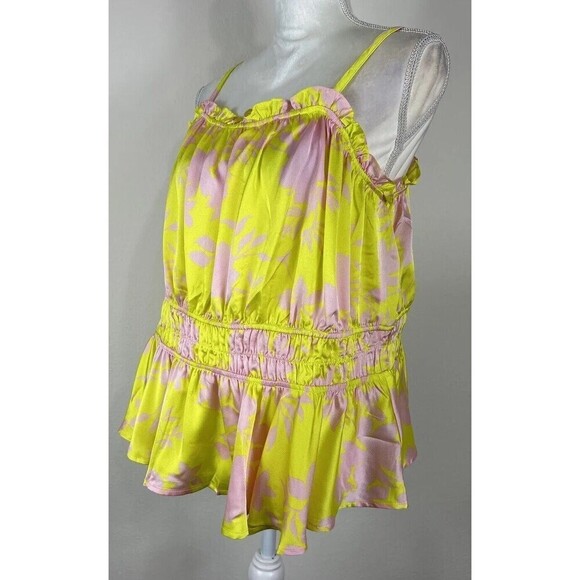Torrid Peplum Square Neck Crop Cami Pink & Lime Yellow Plus Size 2X (18-20) - Picture 8 of 12